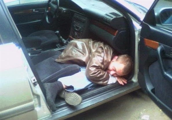 Guy Sleeping In Car